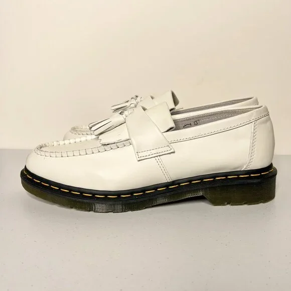 NEW Dr Martens Adrian YS White Leather Kiltie Loafer - Picture 4 of 8
